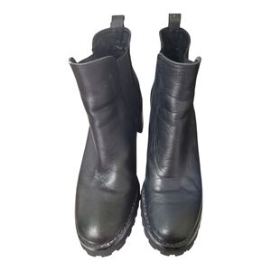 Prune Black Leather Boots